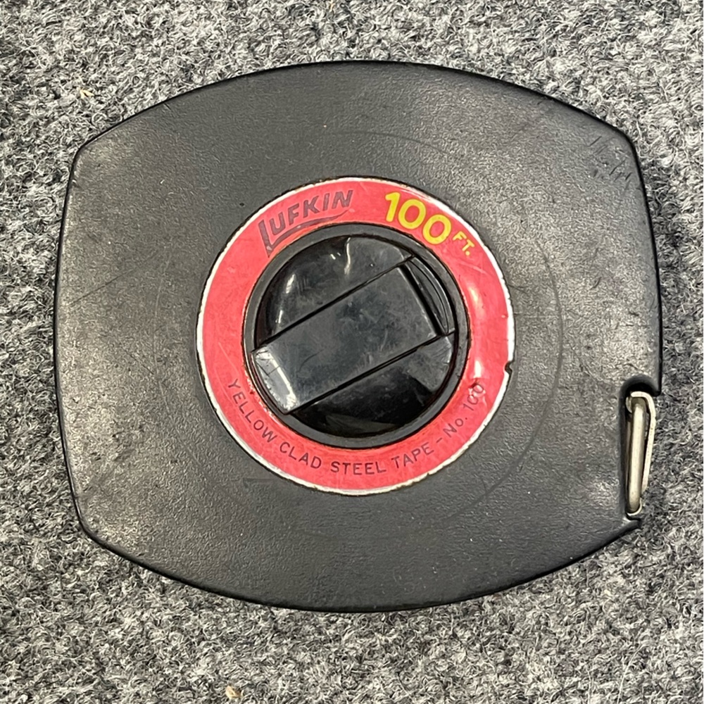 Vintage Lufkin 100’ Yellow Clad Steel Tape - No 100
